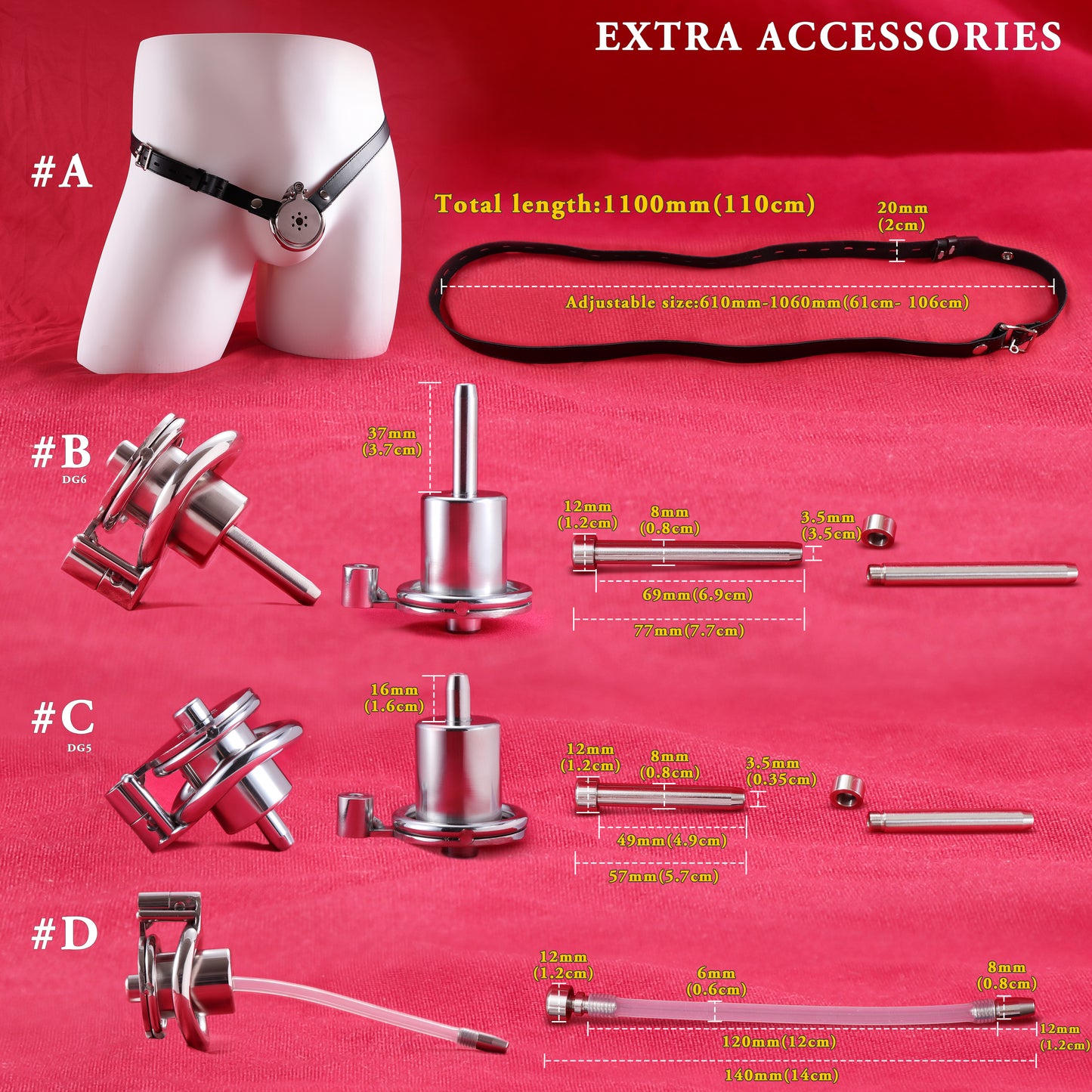 Inverted Single Cylinder Flat Chastity Cage Allen Wrench Lock, F3151