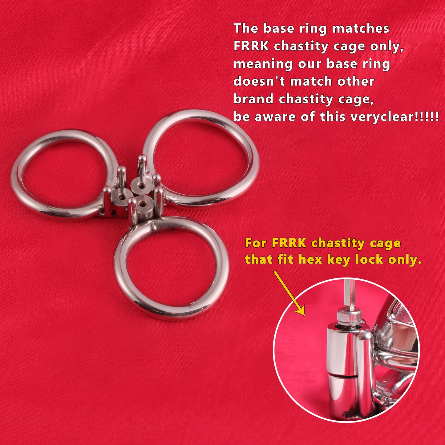 Base Rings for FRRK Chastity Cage That Fit Hex Key Lock Only, K05