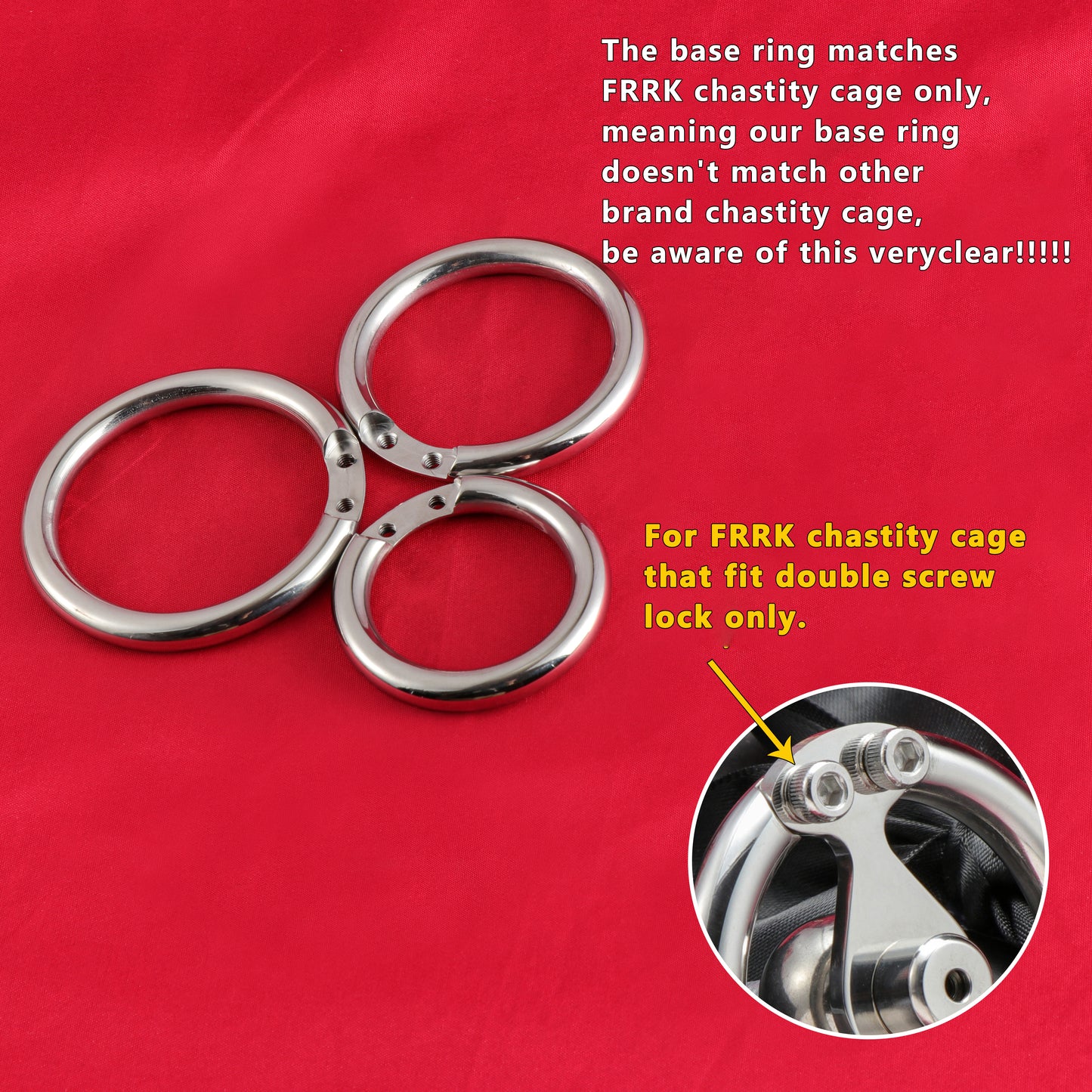 Base Rings for FRRK Chastity Cage That Fit Double Screw Lock Only, K07