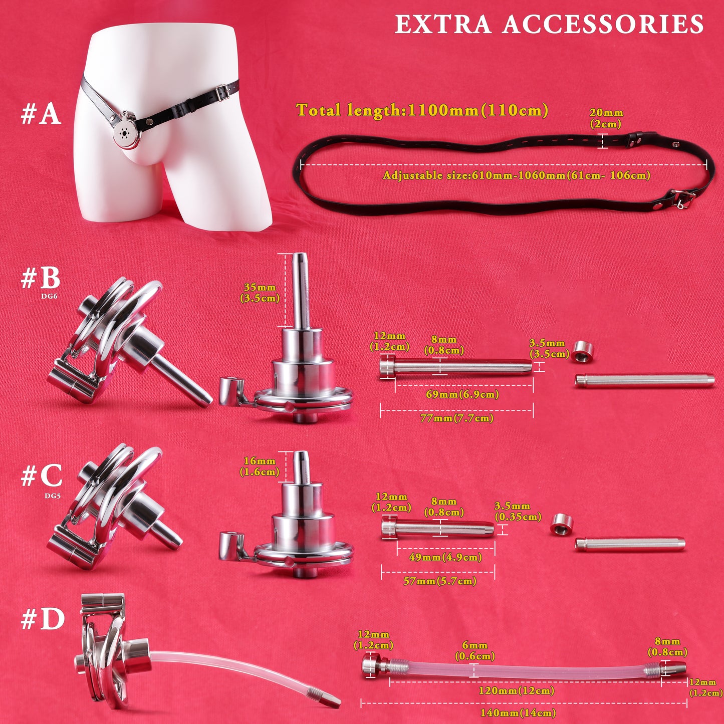 Inverted Double Cylinder Flat Chastity Cage Allen Wrench Lock, F3152