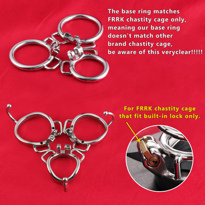 Base Rings for FRRK Chastity Cage (With Ears & Hook) That Fit Internal Side Slide Lock System Only, K03