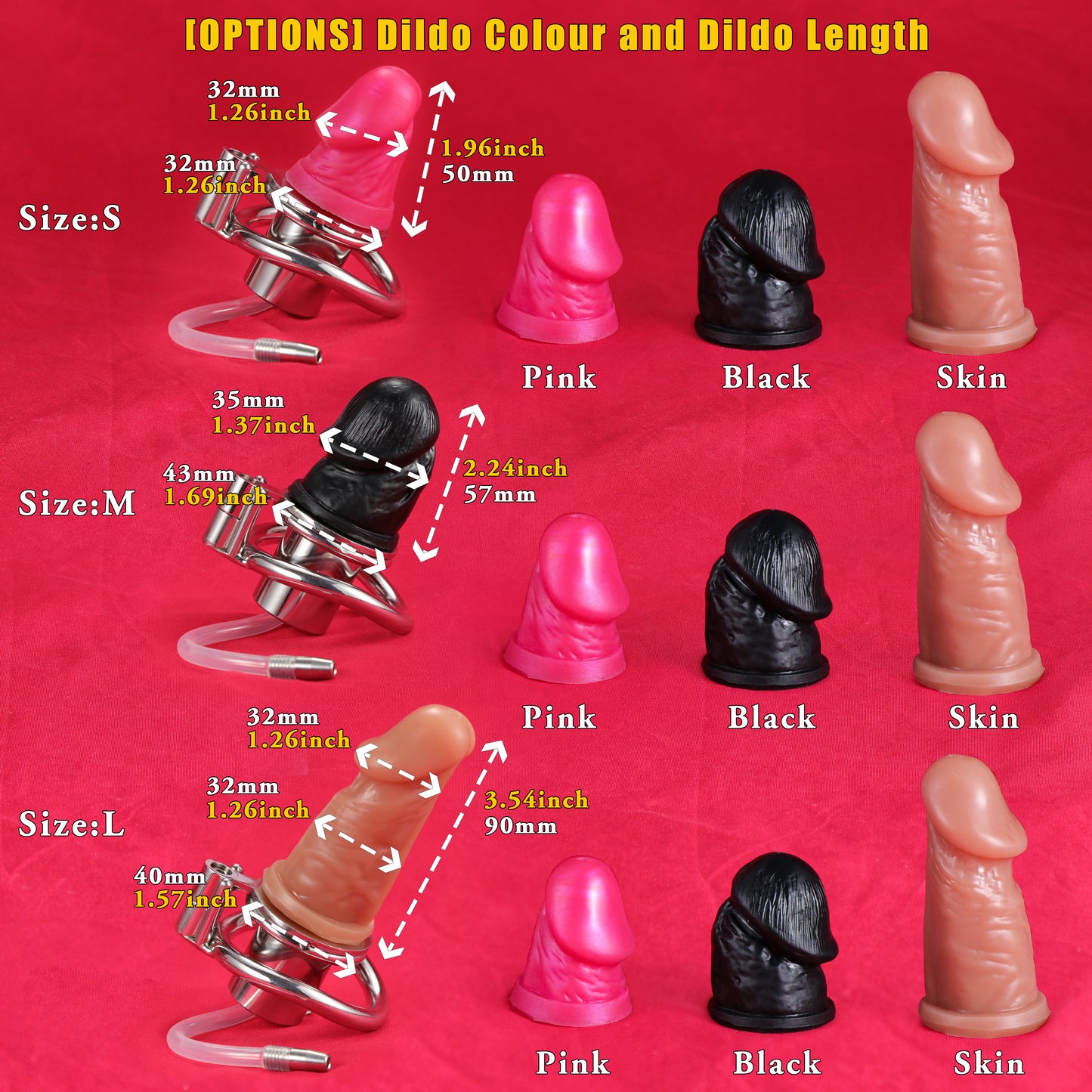 Screw Lock Inverted Single Cylinder Chastity Cage With Dildo & Catheter, F3409