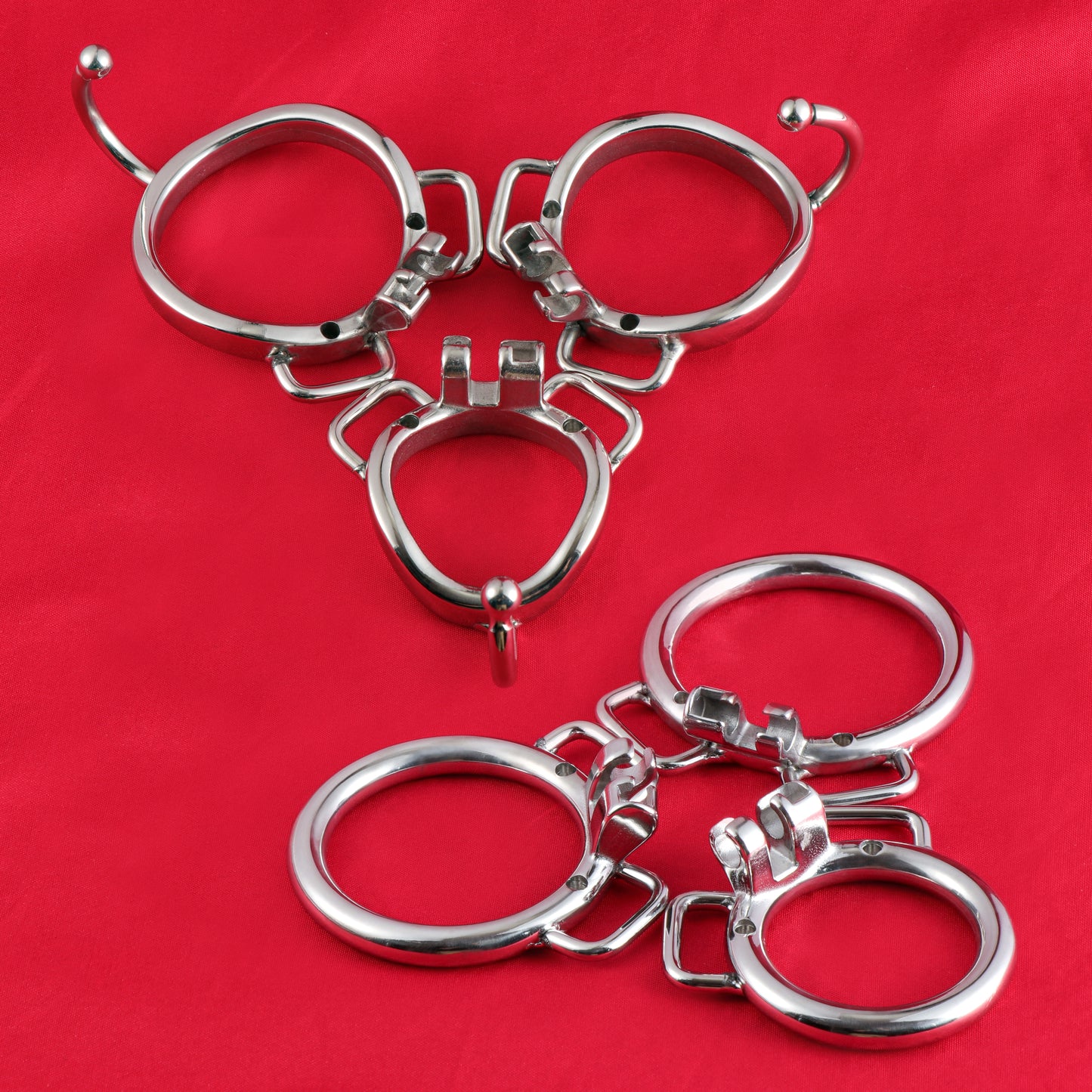 Base Rings for FRRK Chastity Cage (With Ears & Hook) That Fit Internal Side Slide Lock System Only, K03