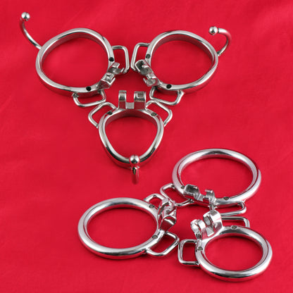 Base Rings for FRRK Chastity Cage (With Ears & Hook) That Fit Internal Side Slide Lock System Only, K03