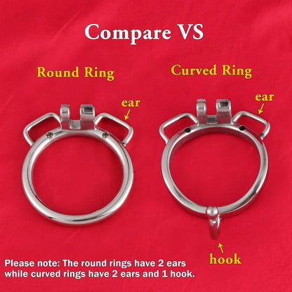 Base Rings for FRRK Chastity Cage (With Ears & Hook) That Fit Internal Side Slide Lock System Only, K03