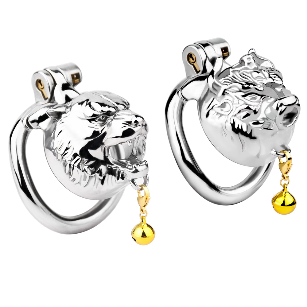 Metal Beast Tiger & Bull Chastity Cage with Bell | F3258 - FRRK