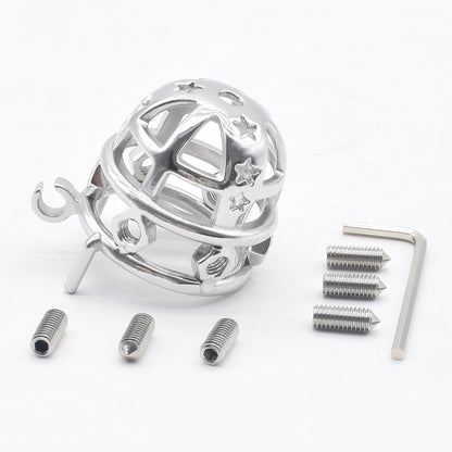 37mm Diameter Large Male Chastity Cage with Screw Spiked, F3069