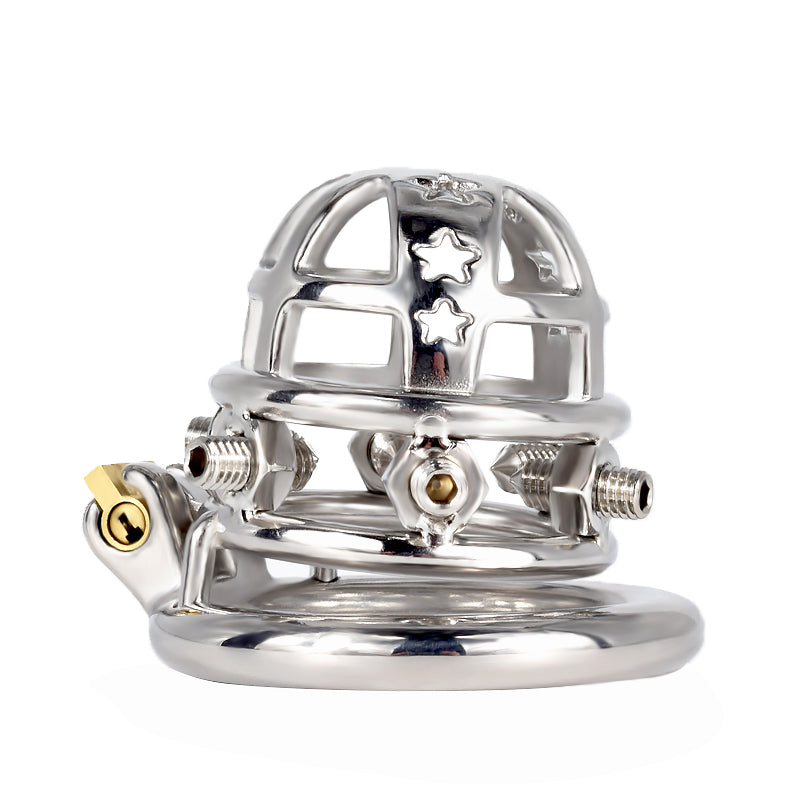 37mm Diameter Large Male Chastity Cage with Screw Spiked, F3069