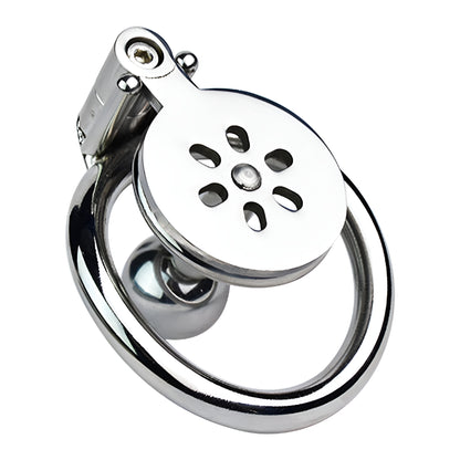 Flat Chastity Cage with Solid Metal Negative Long Bar Ball, F3191