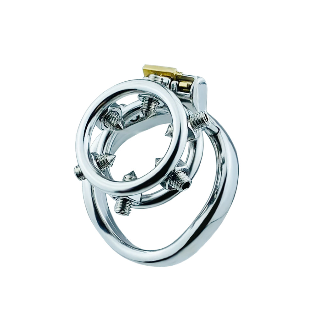 Double Penis Rings Welded Spikes Chastity Cage, F3132