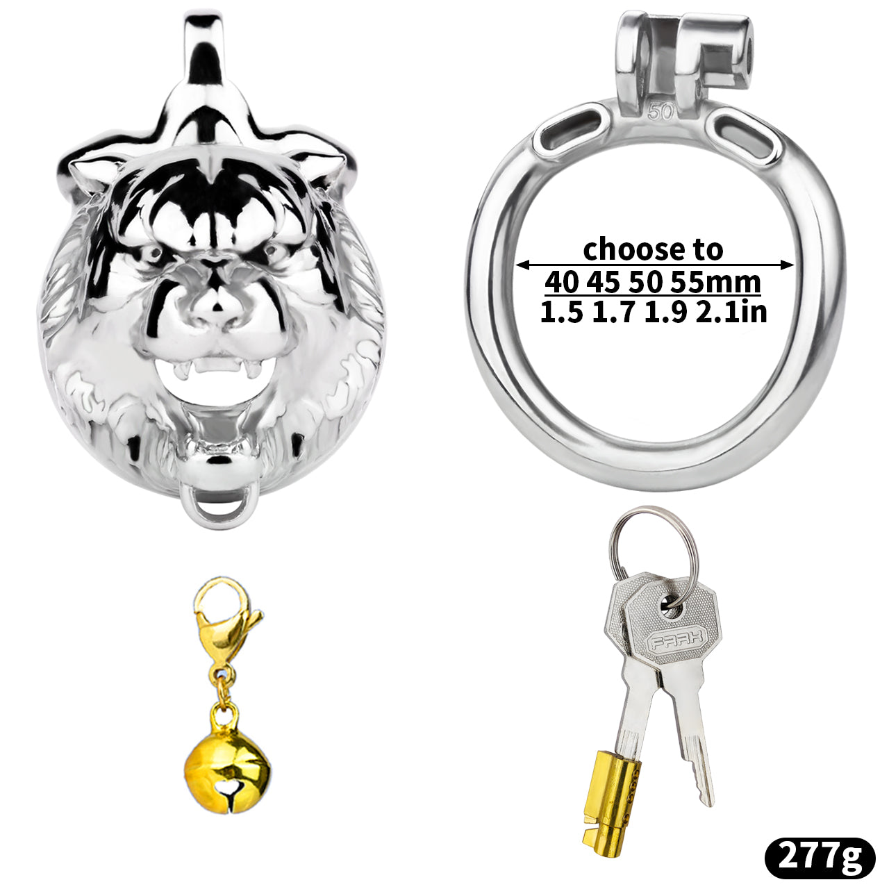 Metal Beast Tiger & Bull Chastity Cage with Bell | F3258 - FRRK