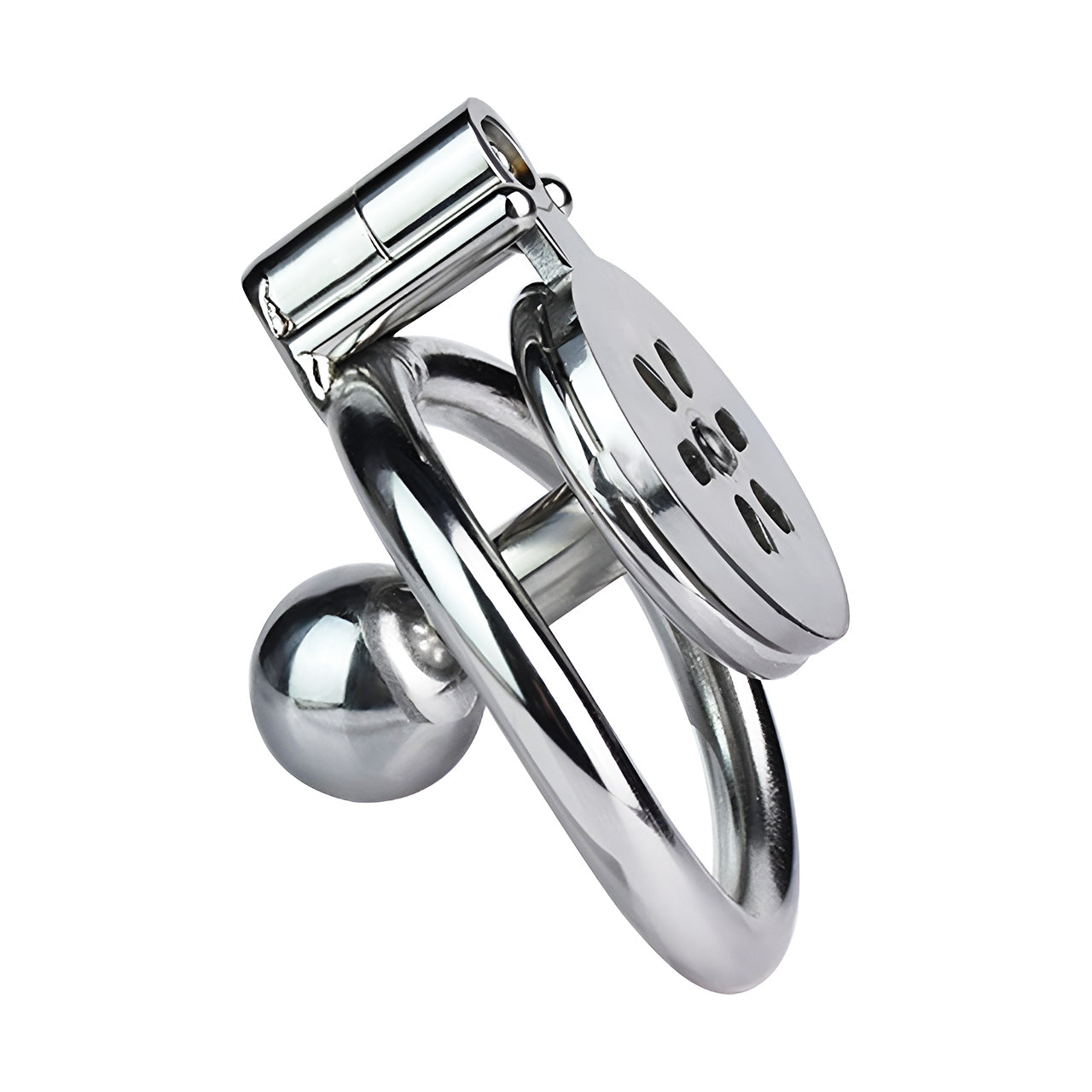 Flat Chastity Cage with Solid Metal Negative Long Bar Ball, F3191