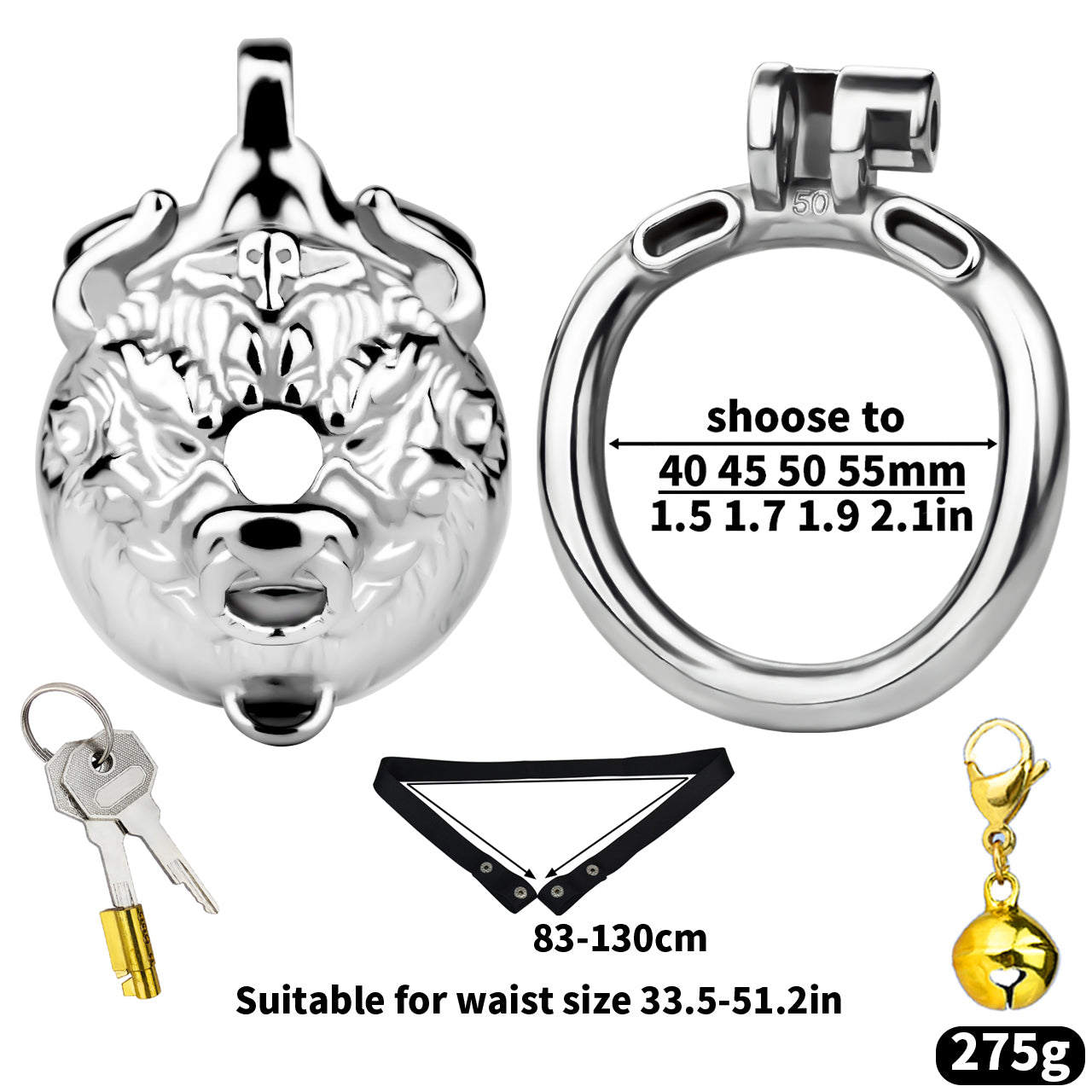 Metal Beast Tiger & Bull Chastity Cage with Bell | F3258 - FRRK