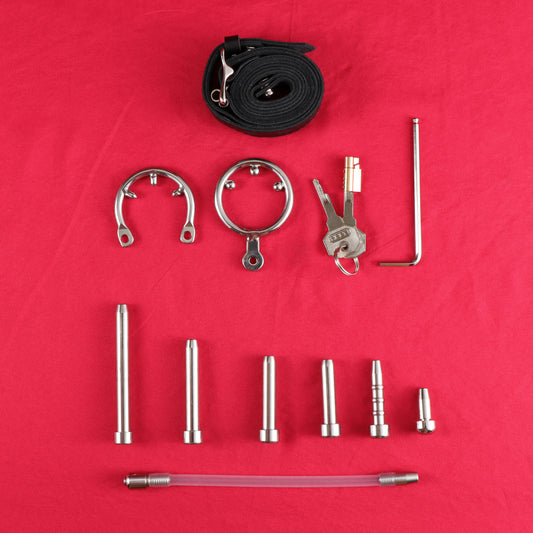 Accessory Series - Urethral Catheters, Belt, Anti-off ring, Key For Matching FRRK Chastity Cage