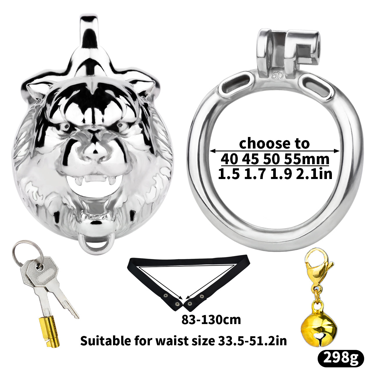 Metal Beast Tiger & Bull Chastity Cage with Bell | F3258 - FRRK