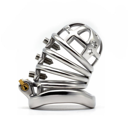 37mm Diameter Large Male Chastity Cage with Screw Spiked, F3070