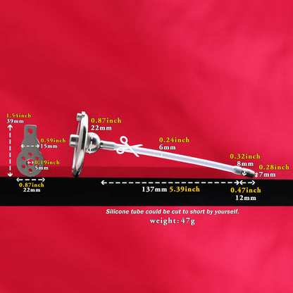 Negative Ball Flat Chastity Cage with Catheter, F3109