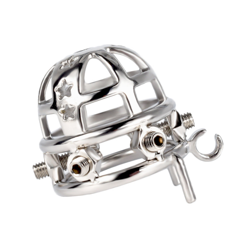 37mm Diameter Large Male Chastity Cage with Screw Spiked, F3069