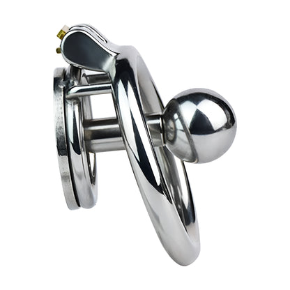 Flat Chastity Cage with Solid Metal Negative Long Bar Ball, F3194