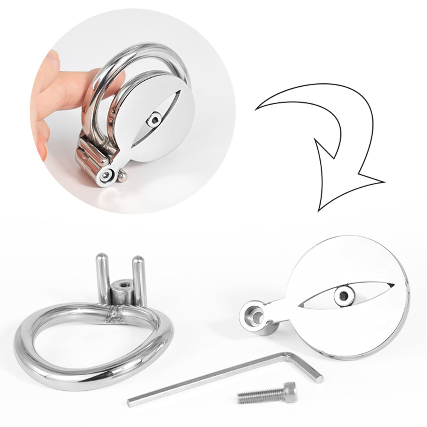 Allen Wrench Key Flat Chastity Cage with Catheter, F3072