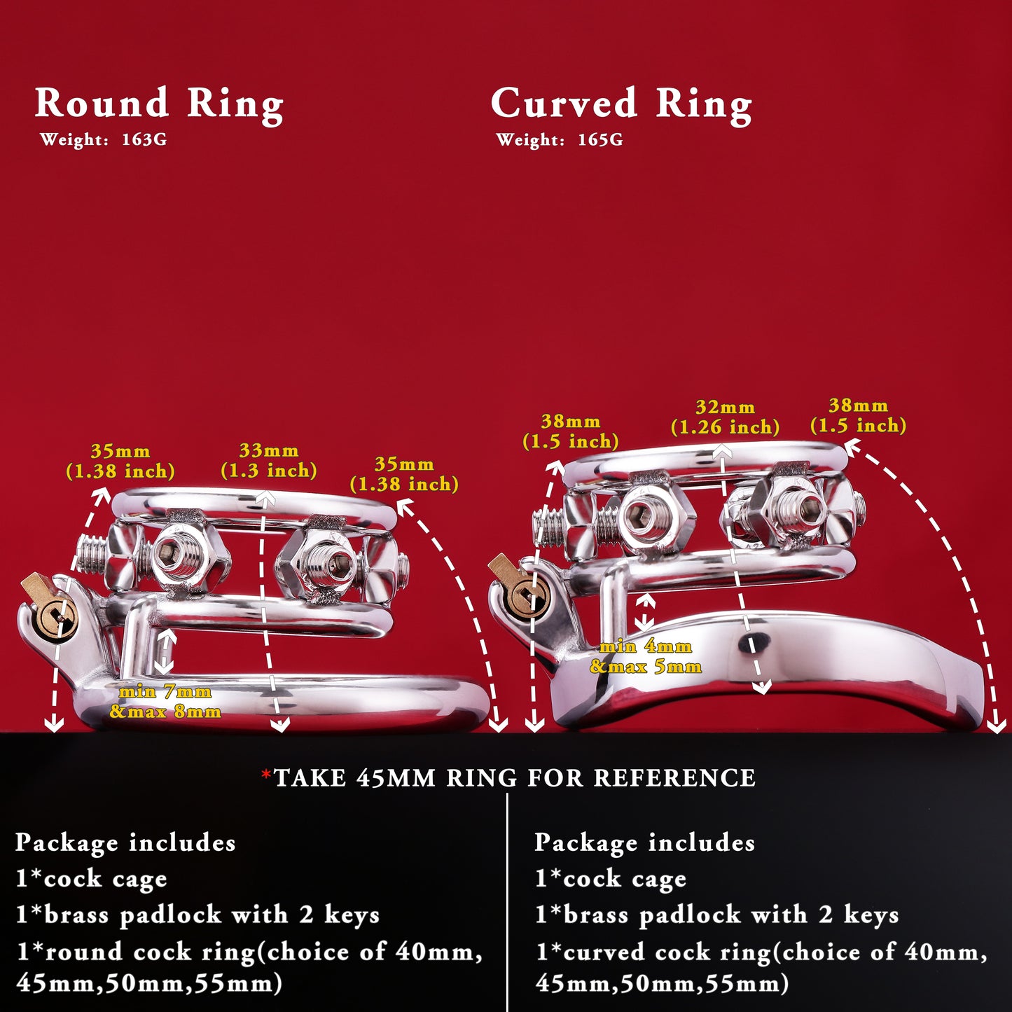 Double Penis Rings Welded Spikes Chastity Cage, F3132