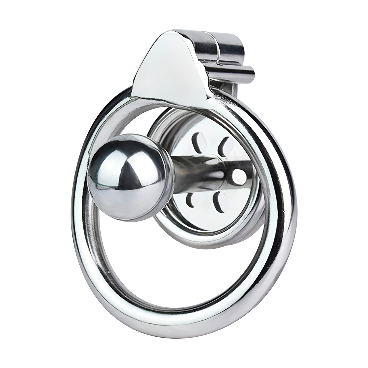 Flat Chastity Cage with Solid Metal Negative Long Bar Ball, F3191