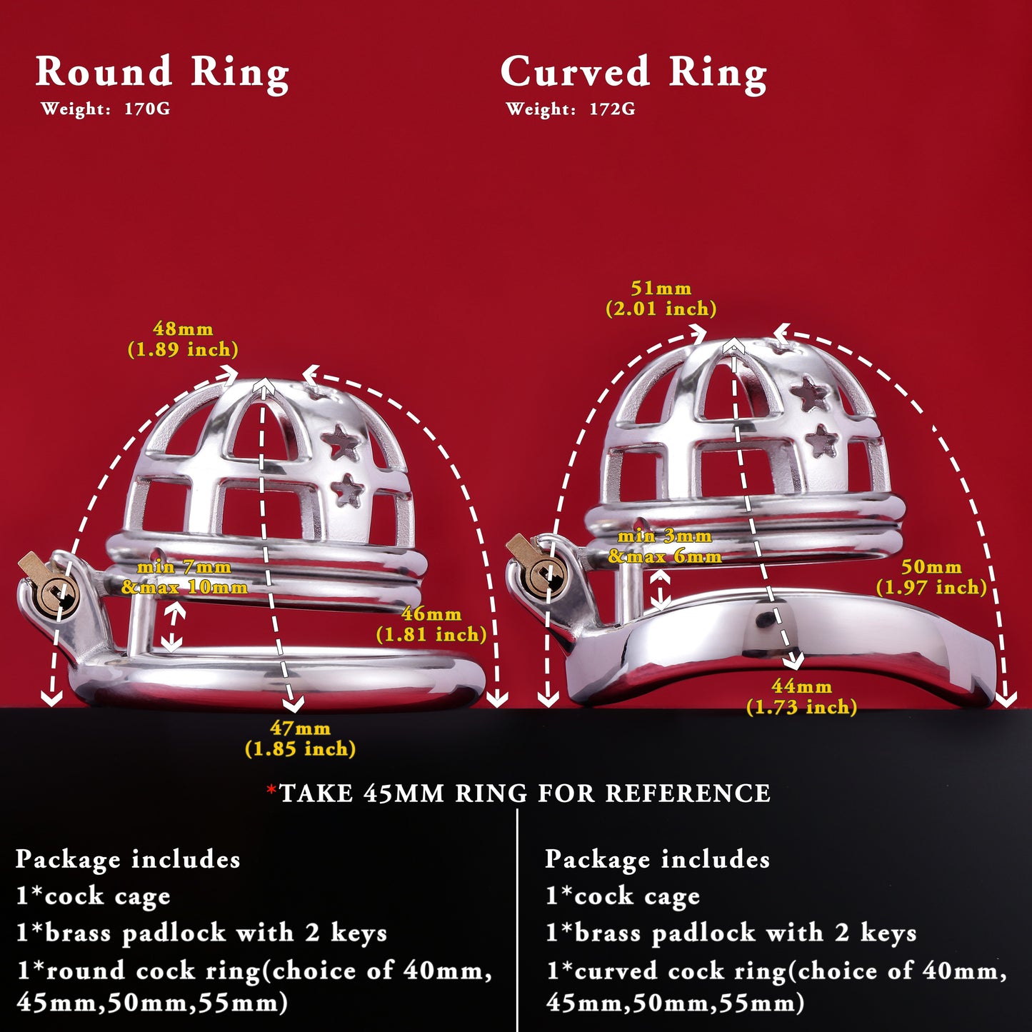 37mm Diameter Large Male Chastity Cage, F3064