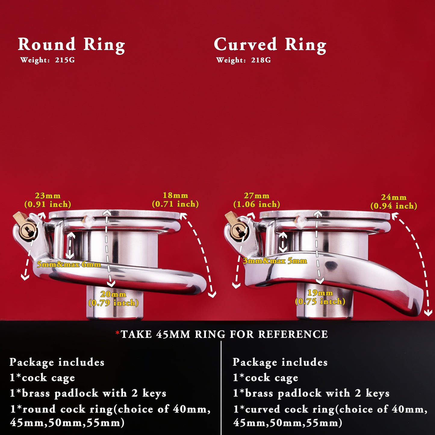 Inverted Double Cylinder Flat Chastity Cage, F3150