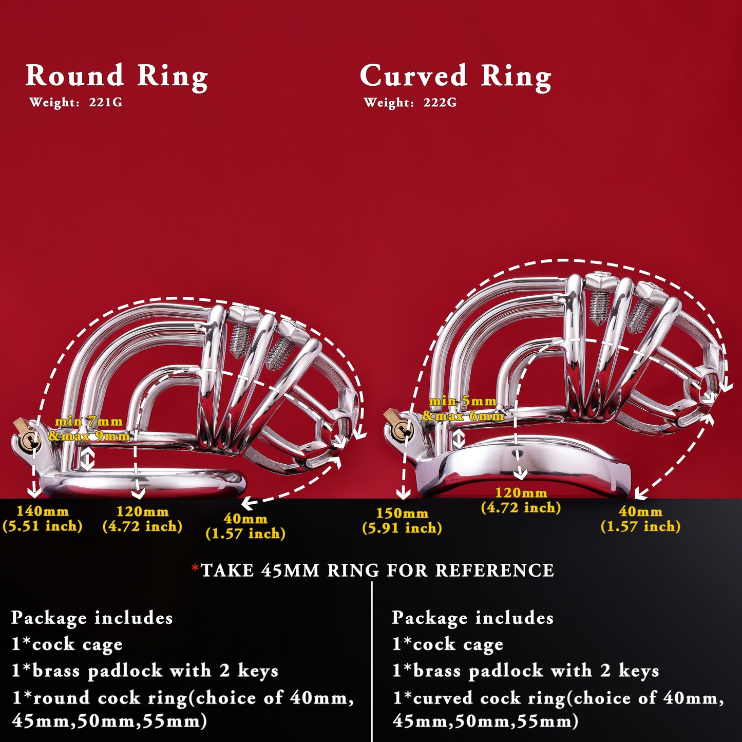 Dangling cock cage, Curve Spiked Chastity Cage, F3104