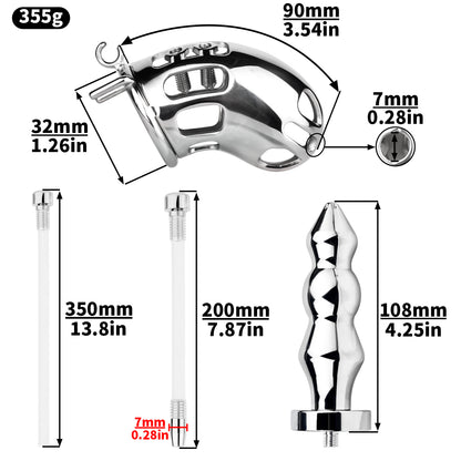 Spiked Chastity Cage With Enema Butt Plug | F3100K - FRRK