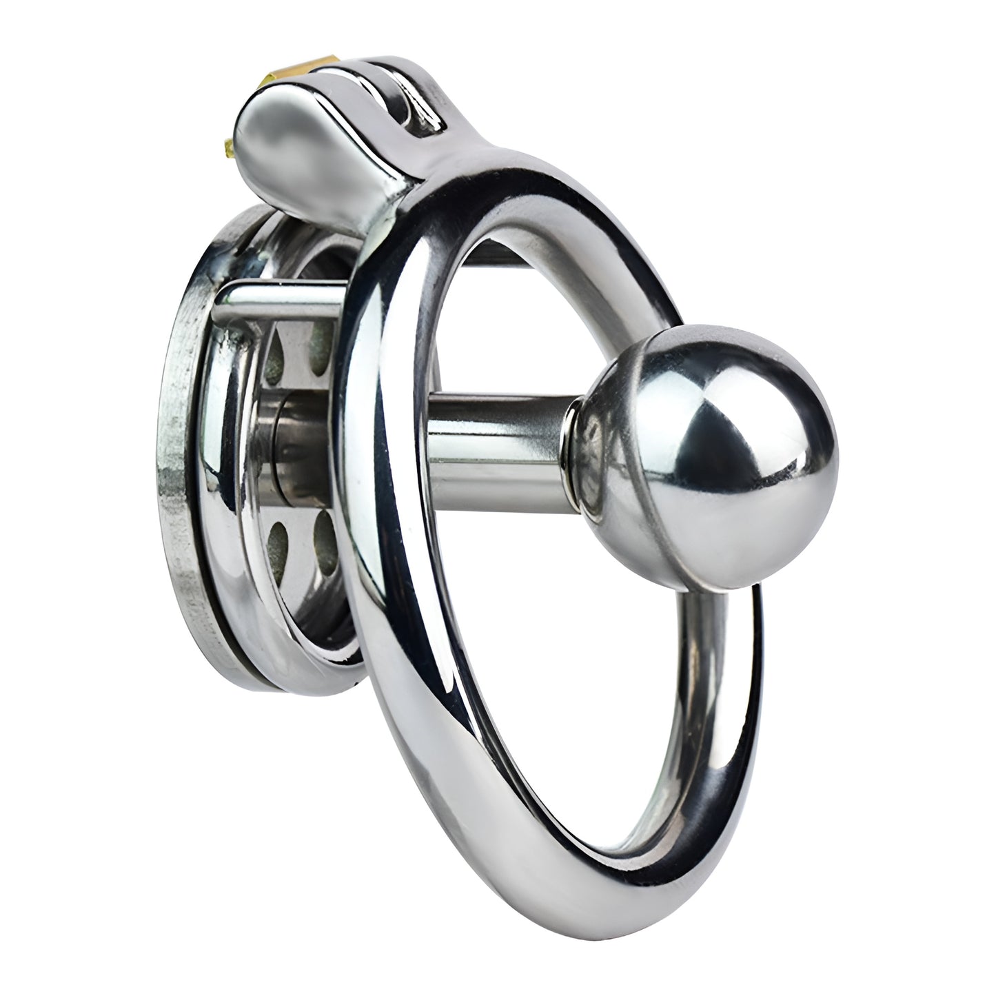 Flat Chastity Cage with Solid Metal Negative Long Bar Ball, F3194