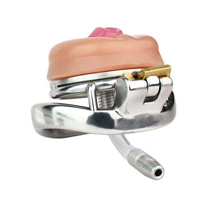 Flat Pussy Chastity Cage with Catheter | F3176P - FRRK