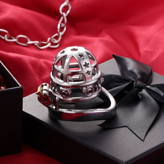 37mm Diameter Large Male Chastity Cage with Screw Spiked, F3069