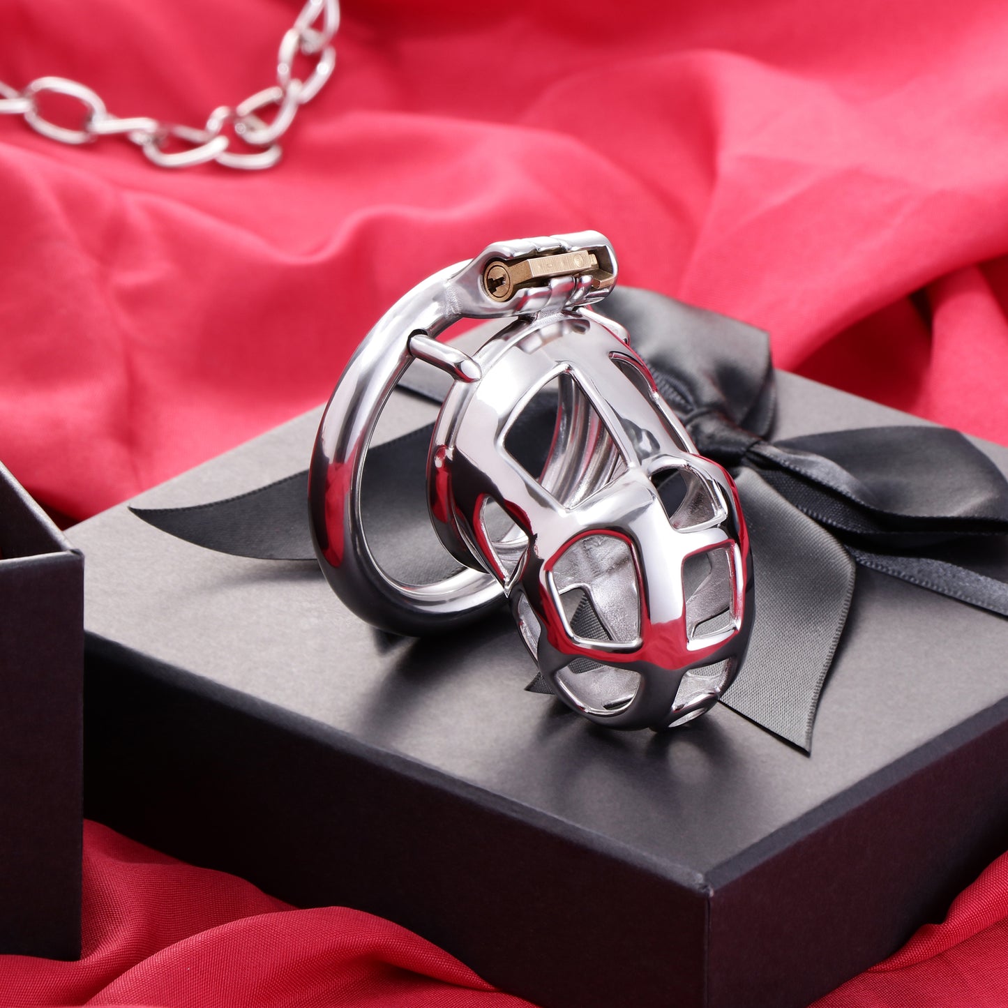 Stainless Steel Metal Small Mamba Male Chastity Cage, F3153