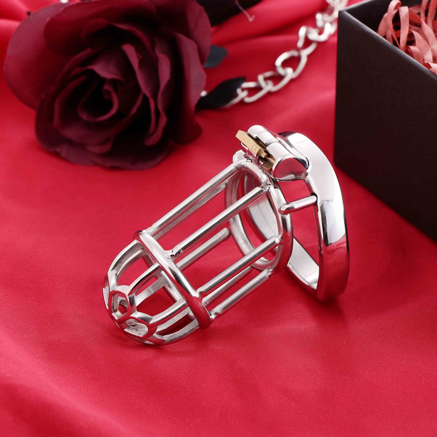 Male Chastity Full Steel Lock-Cock Penis Cage, F3010