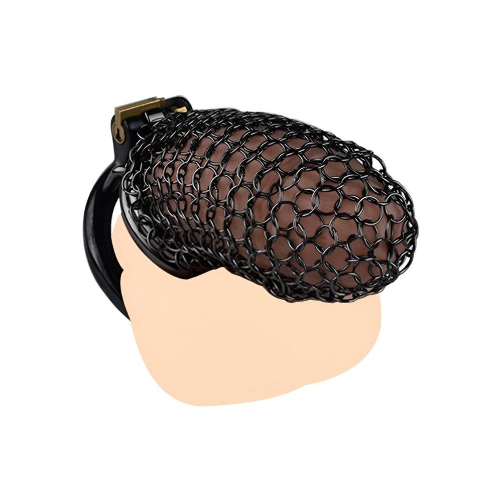 Black Soft Metal Mesh Chastity Cage | F3195B - FRRK