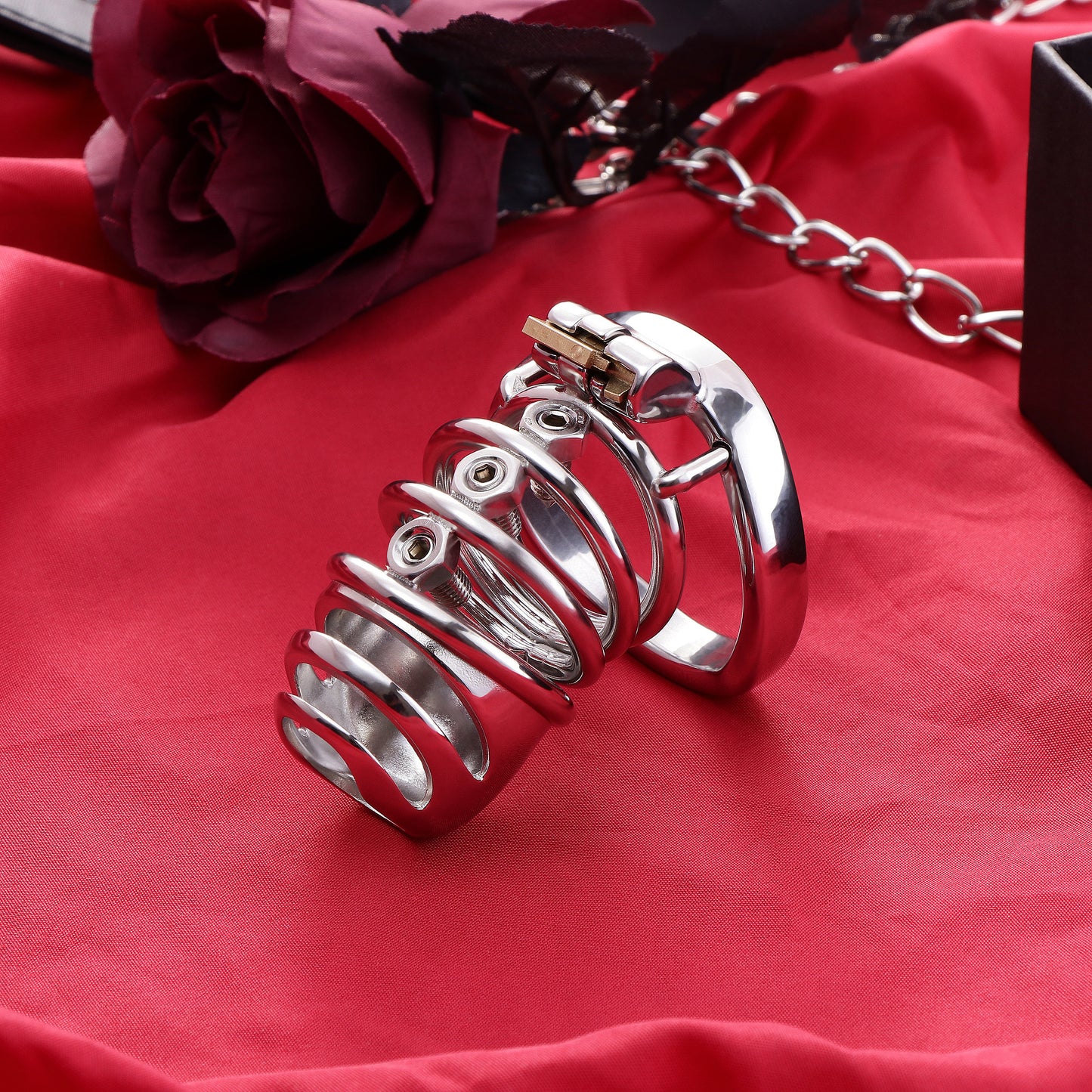 Split-Front Open Spiked Chastity Cage, F3103