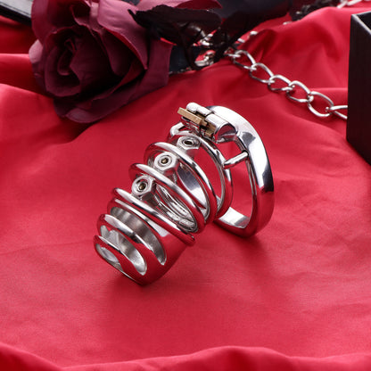 Split-Front Open Spiked Chastity Cage, F3103