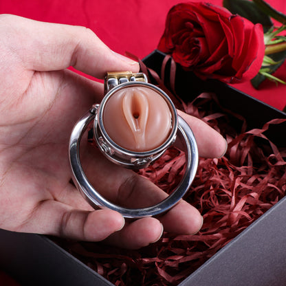 Silicone Pussy Inverted Chastity Cage, F3411