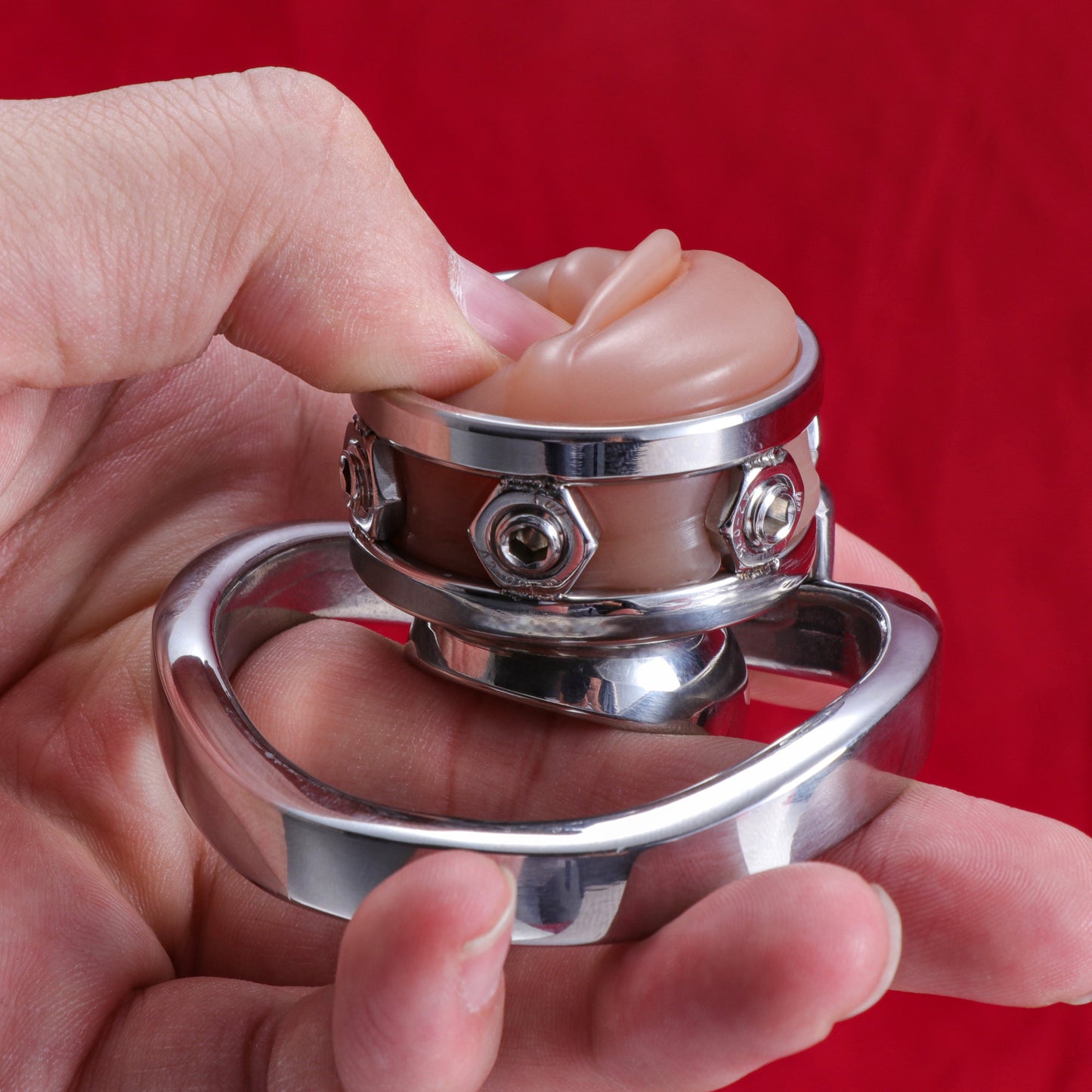 Silicone Pussy Inverted Chastity Cage, F3411