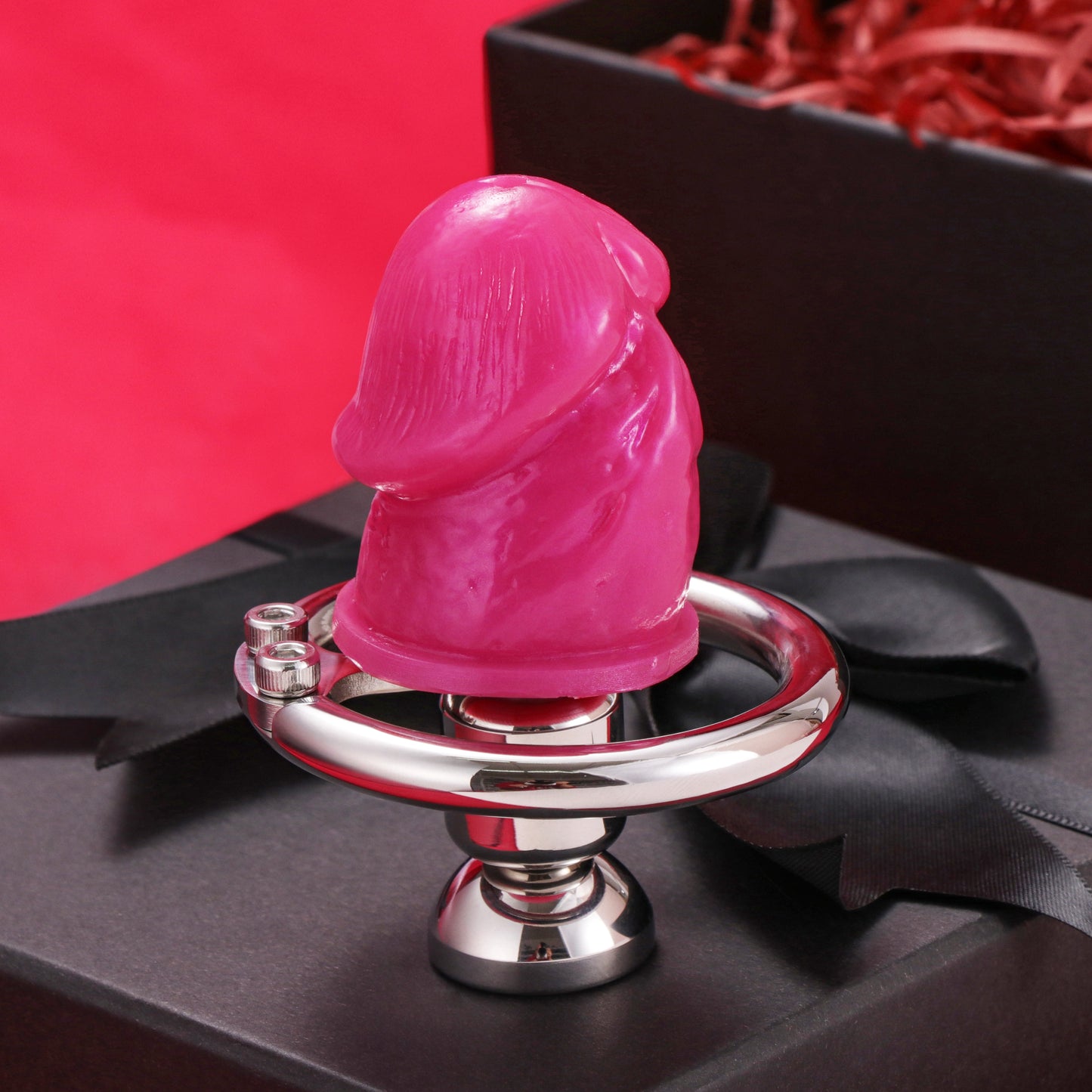 Flat Inverted Chastity Cage With Dildo, F3404