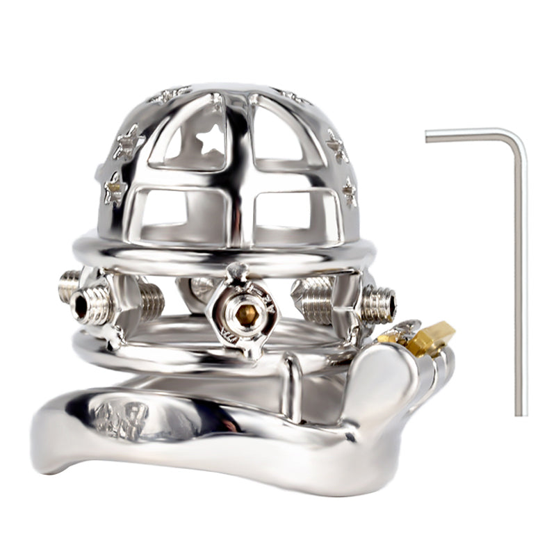 37mm Diameter Large Male Chastity Cage with Screw Spiked, F3069