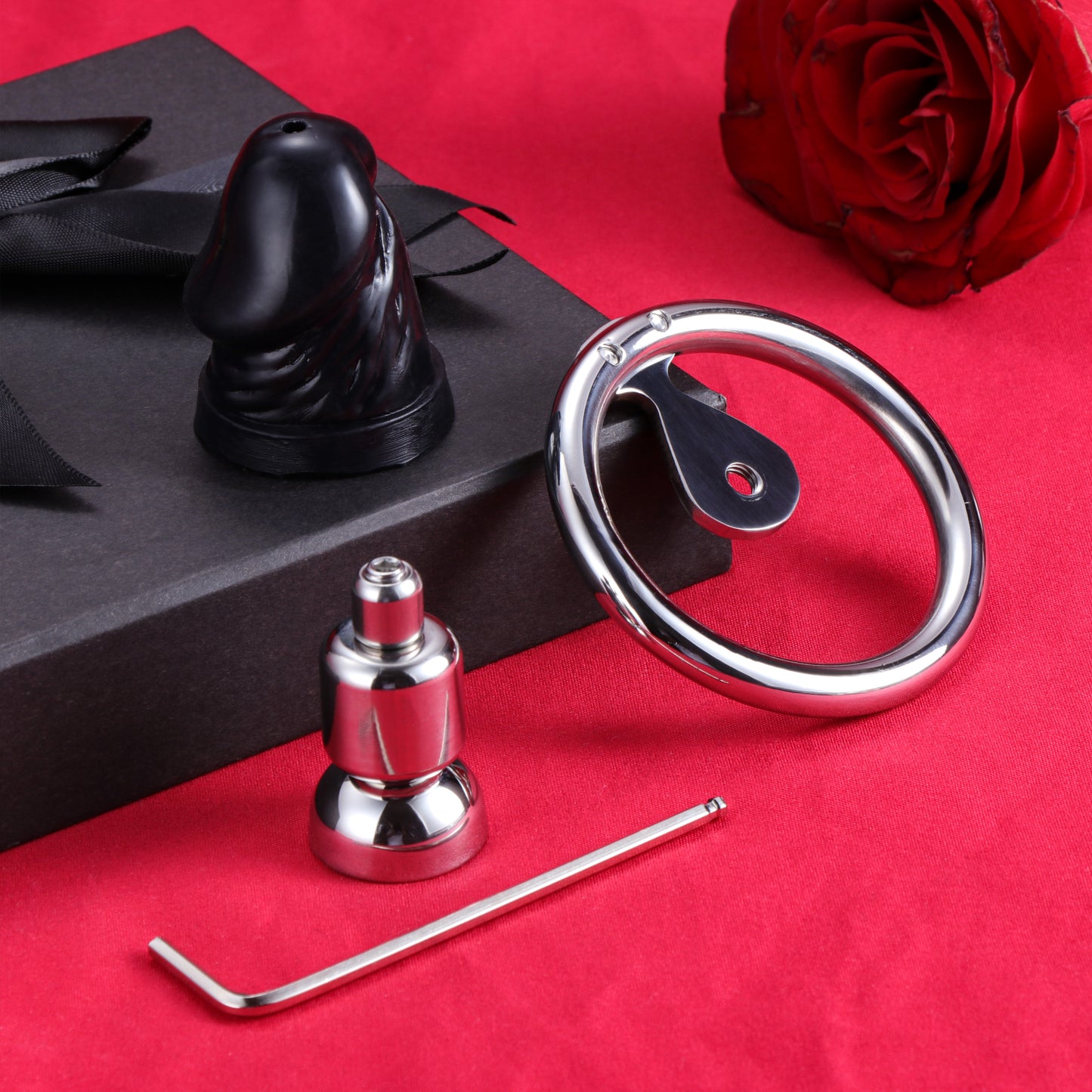 Flat Inverted Chastity Cage With Dildo, F3403