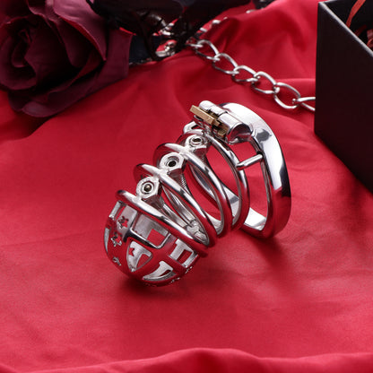 37mm Diameter Large Male Chastity Cage with Screw Spiked, F3070