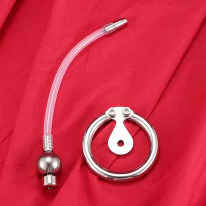 Negative Ball Inverted Steel Flat Chastity Cage with Catheter, F3157