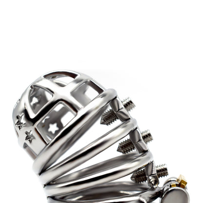 37mm Diameter Large Male Chastity Cage with Screw Spiked, F3070