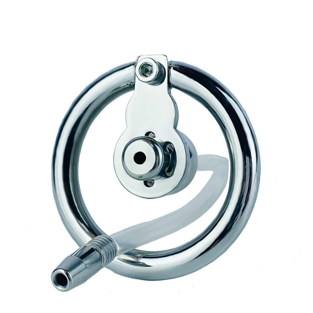 Negative Ball Flat Chastity Cage with Catheter, F3109