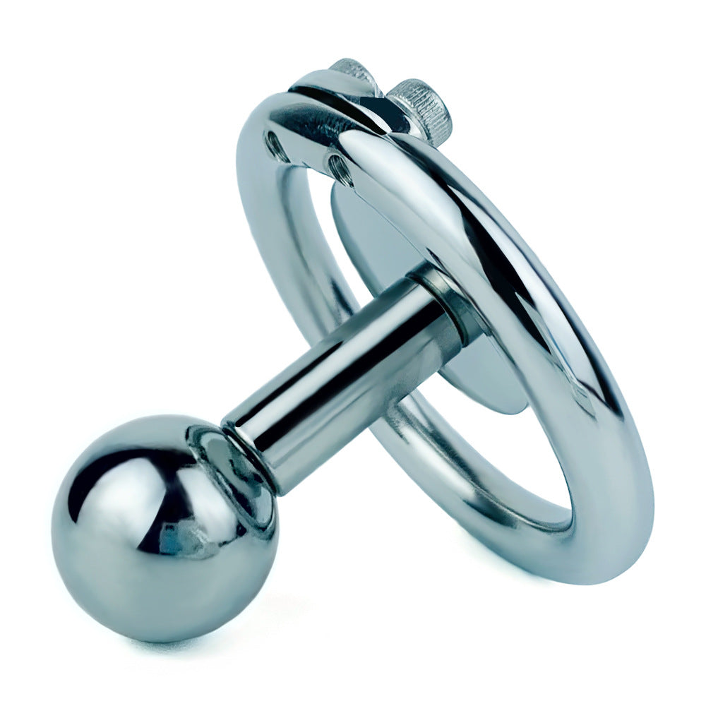 Flat Disc Chastity Cage With Inverted Steel Long Bar Ball, F3162