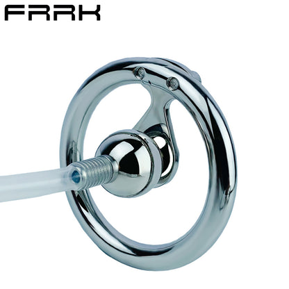 Negative Ball Inverted Steel Flat Chastity Cage with Catheter, F3157