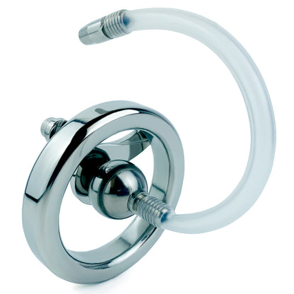 Inverted Negative Ball Flat Chastity Cage with Catheter, F3163